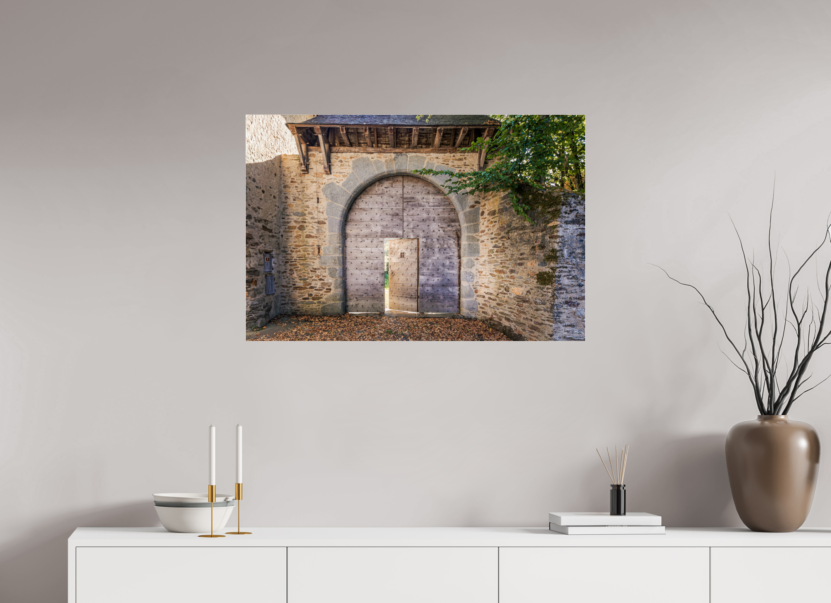 90 x 60 cm, Photo Print Under Acrylic Glass Ancienne porte de Ségur le Château