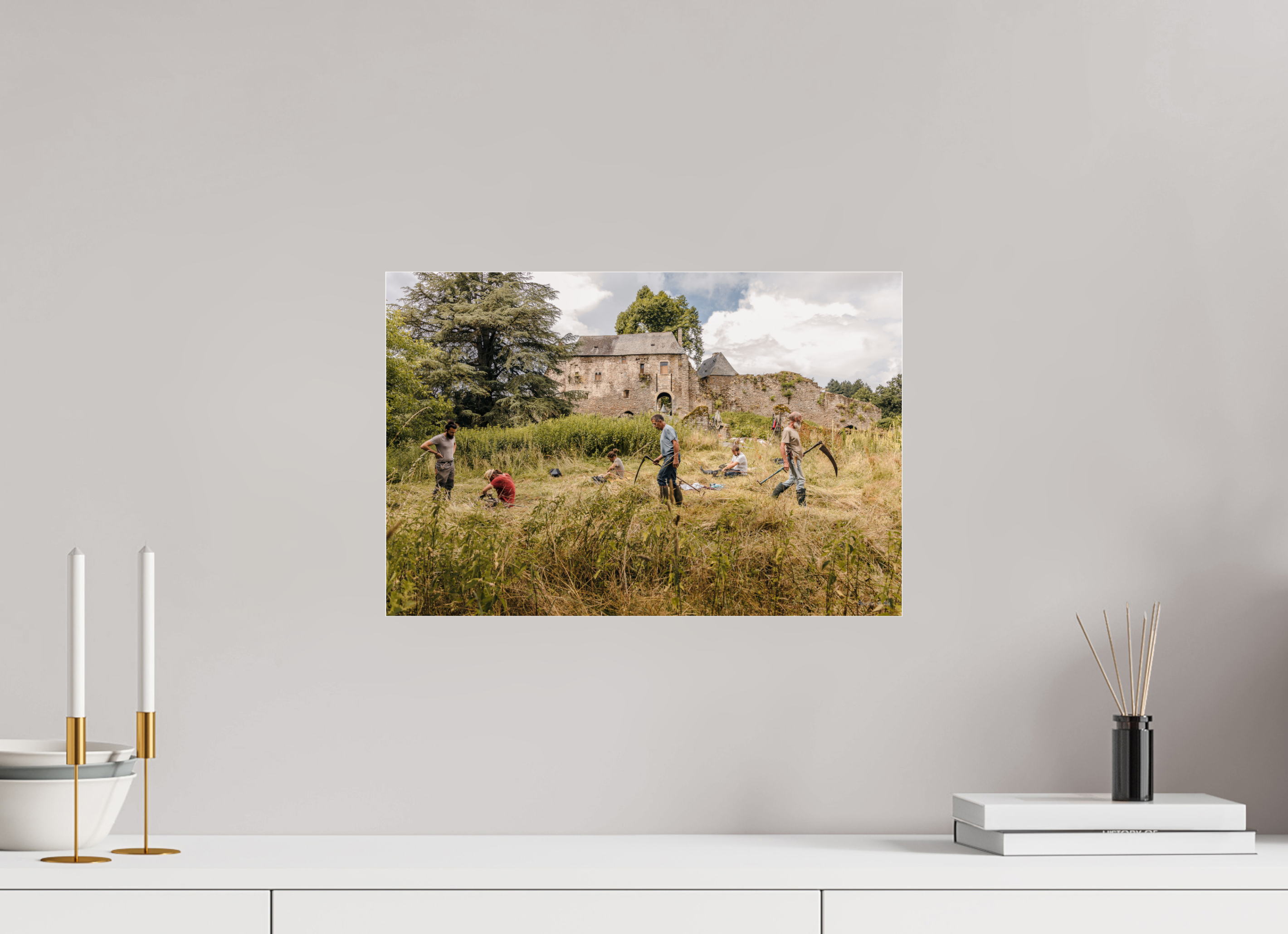 45 x 30 cm, Photo Print Under Acrylic Glass Fauchage à la faux à Ségur le Château