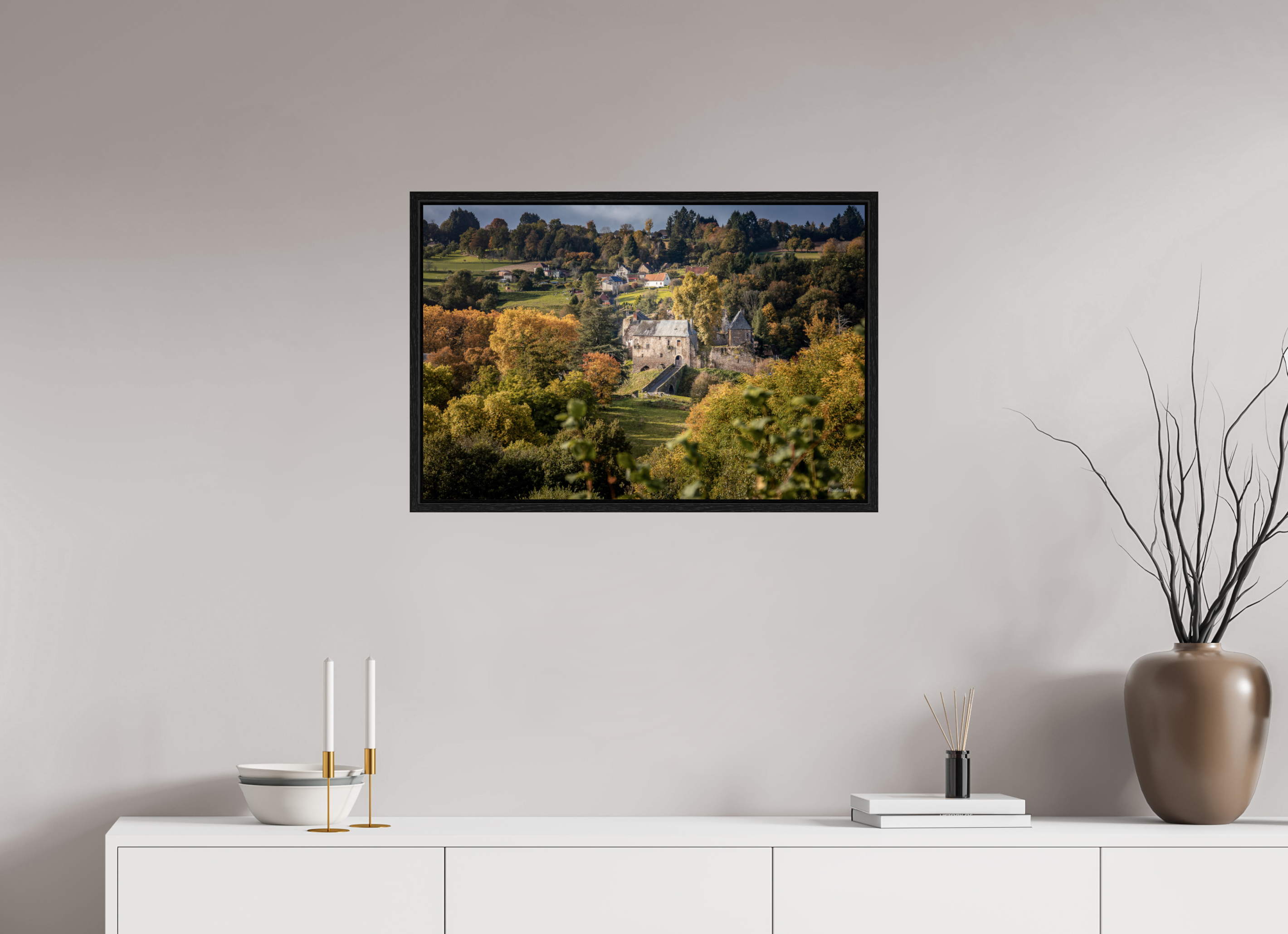 75 x 50 cm, Floater Frame Vue sur Ségur le Château