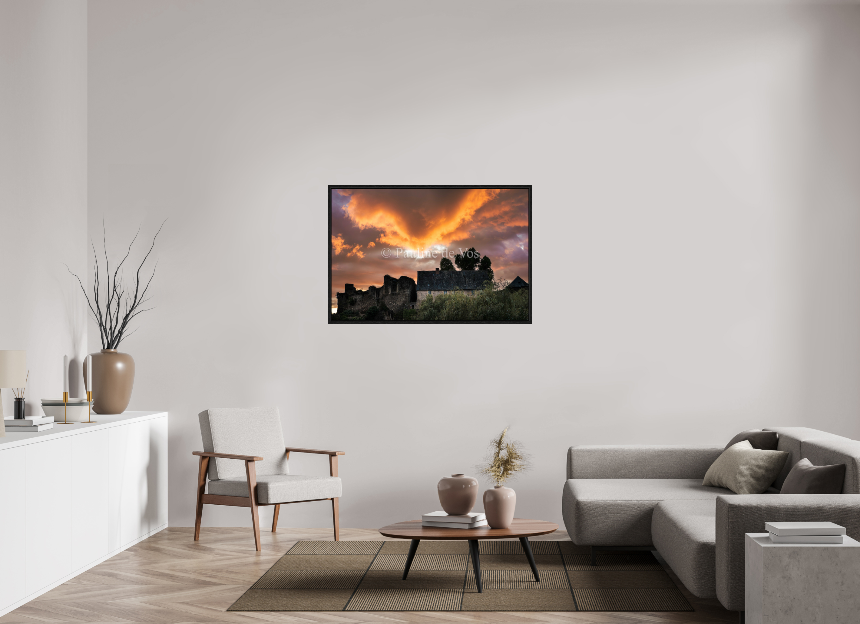 120 x 80 cm, Floater Frame Le coucher du soleil a Ségur le Château