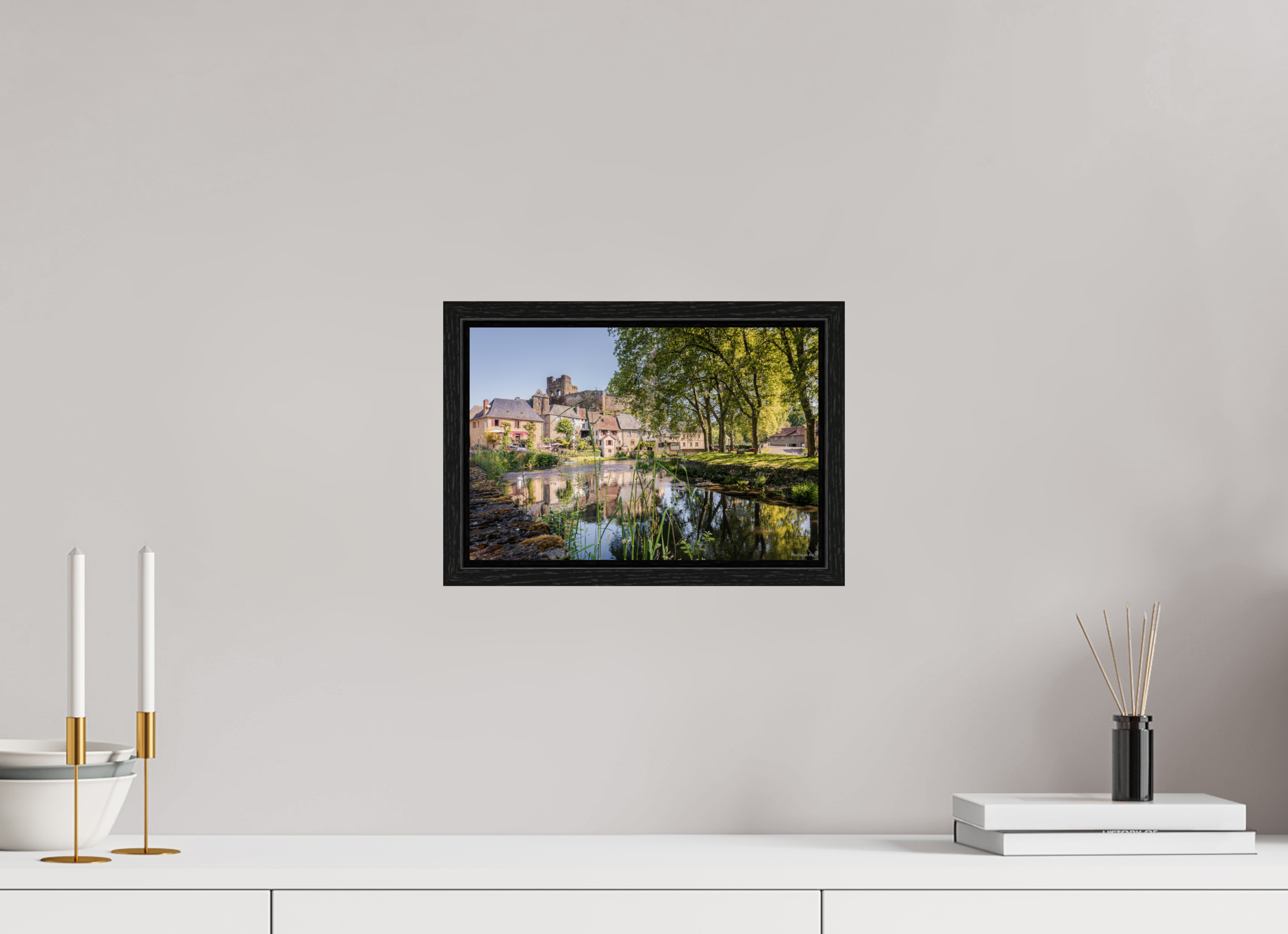 30 x 20 cm, Floater Frame Ségur le Château au lever du soleil