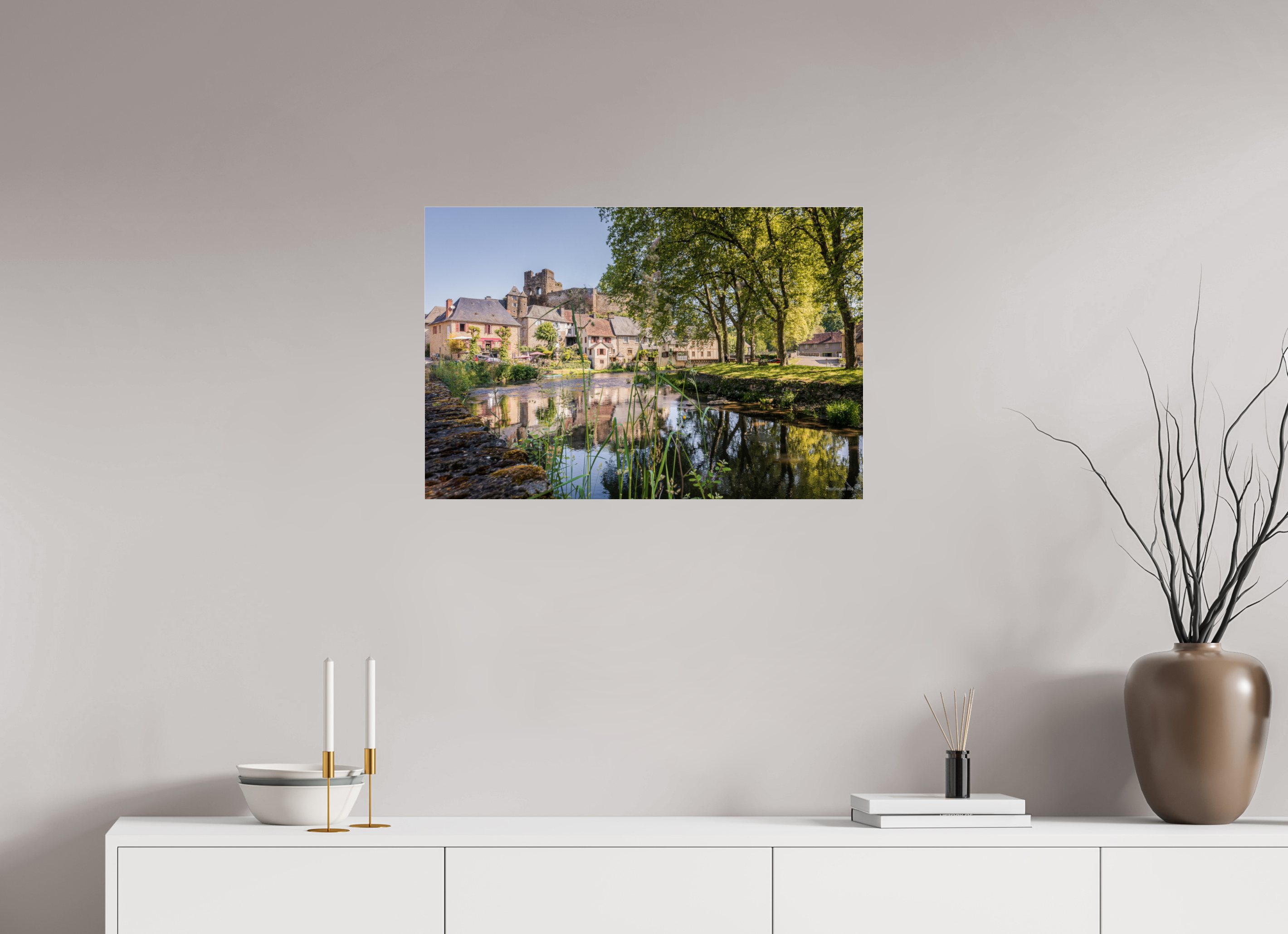 75 x 50 cm, Photo Print Under Acrylic Glass Ségur le Château au lever du soleil