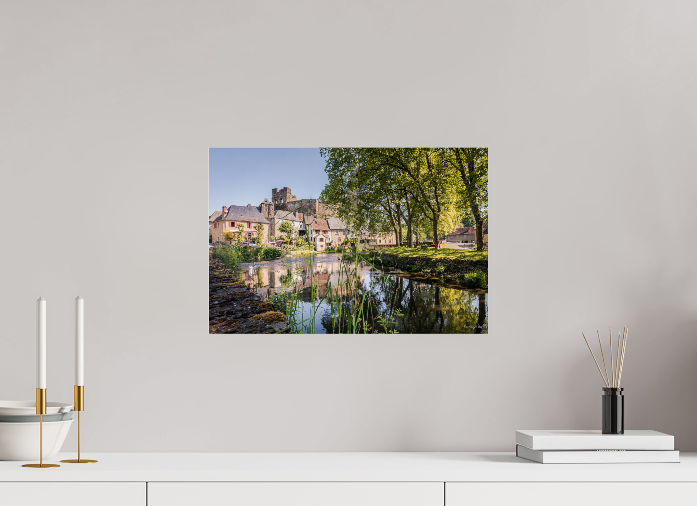 45 x 30 cm, Photo Print Under Acrylic Glass Ségur le Château au lever du soleil