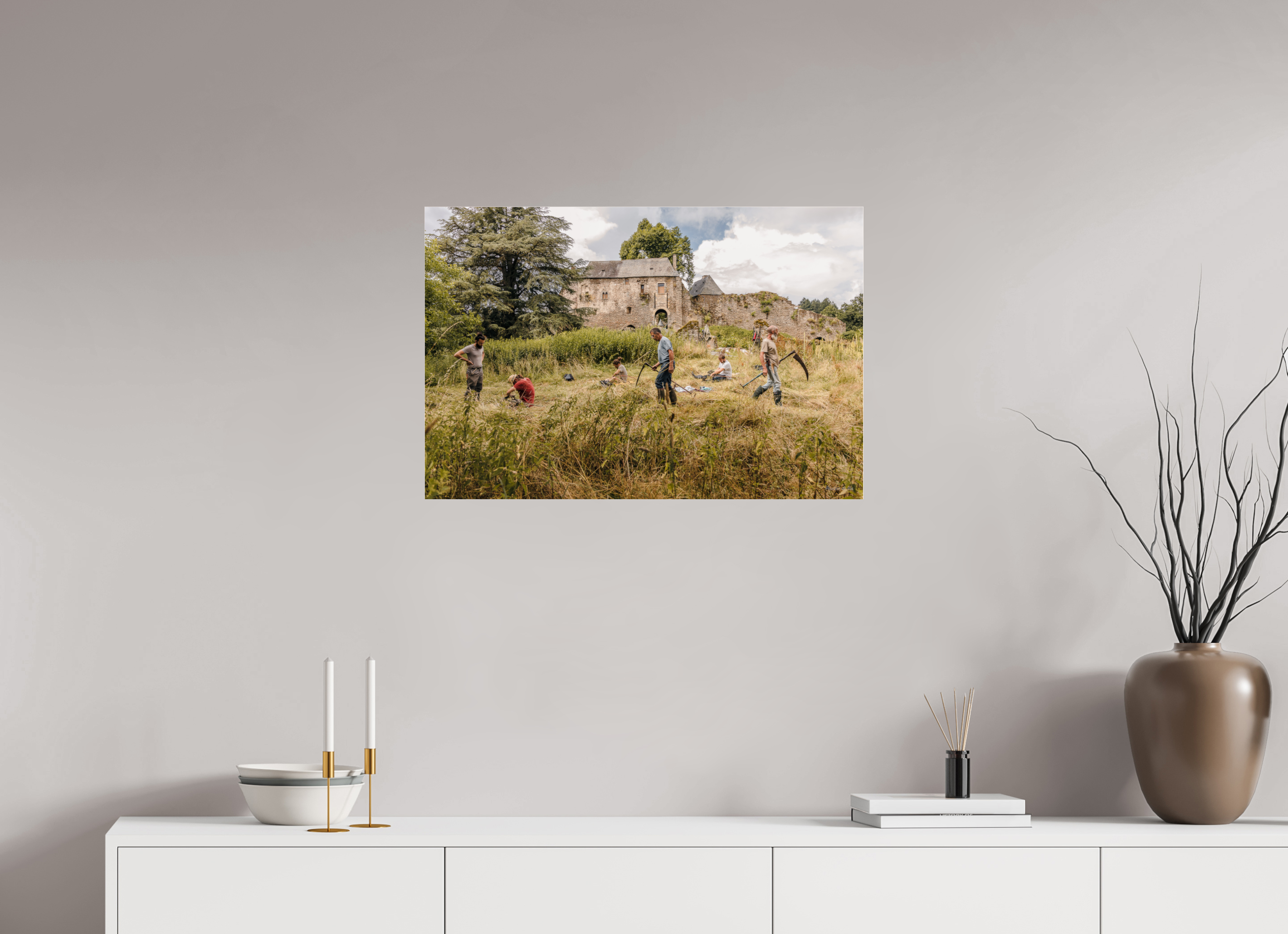 75 x 50 cm, Photo Print Under Acrylic Glass Fauchage à la faux à Ségur le Château