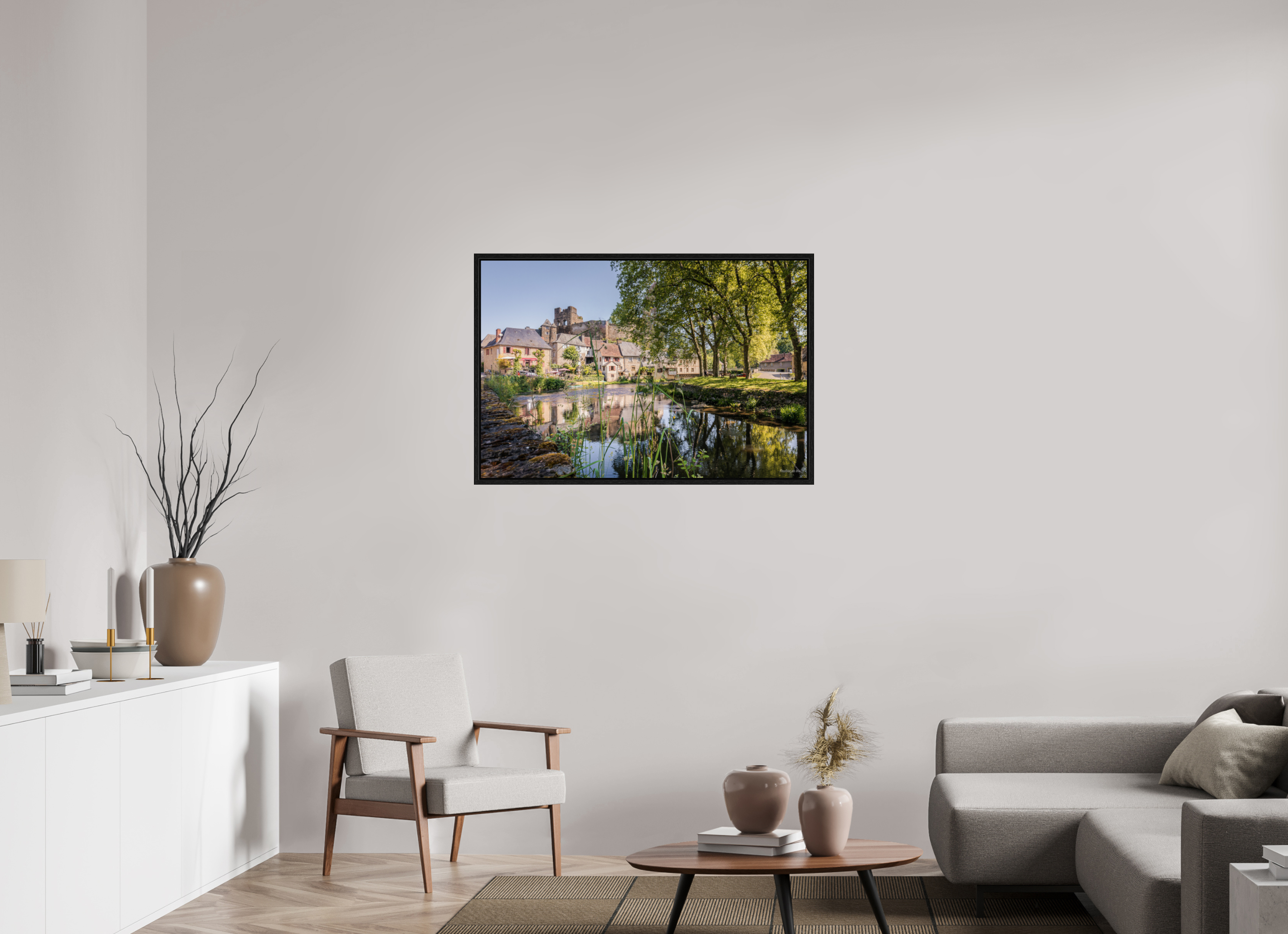 105 x 70 cm, Floater Frame Ségur le Château au lever du soleil