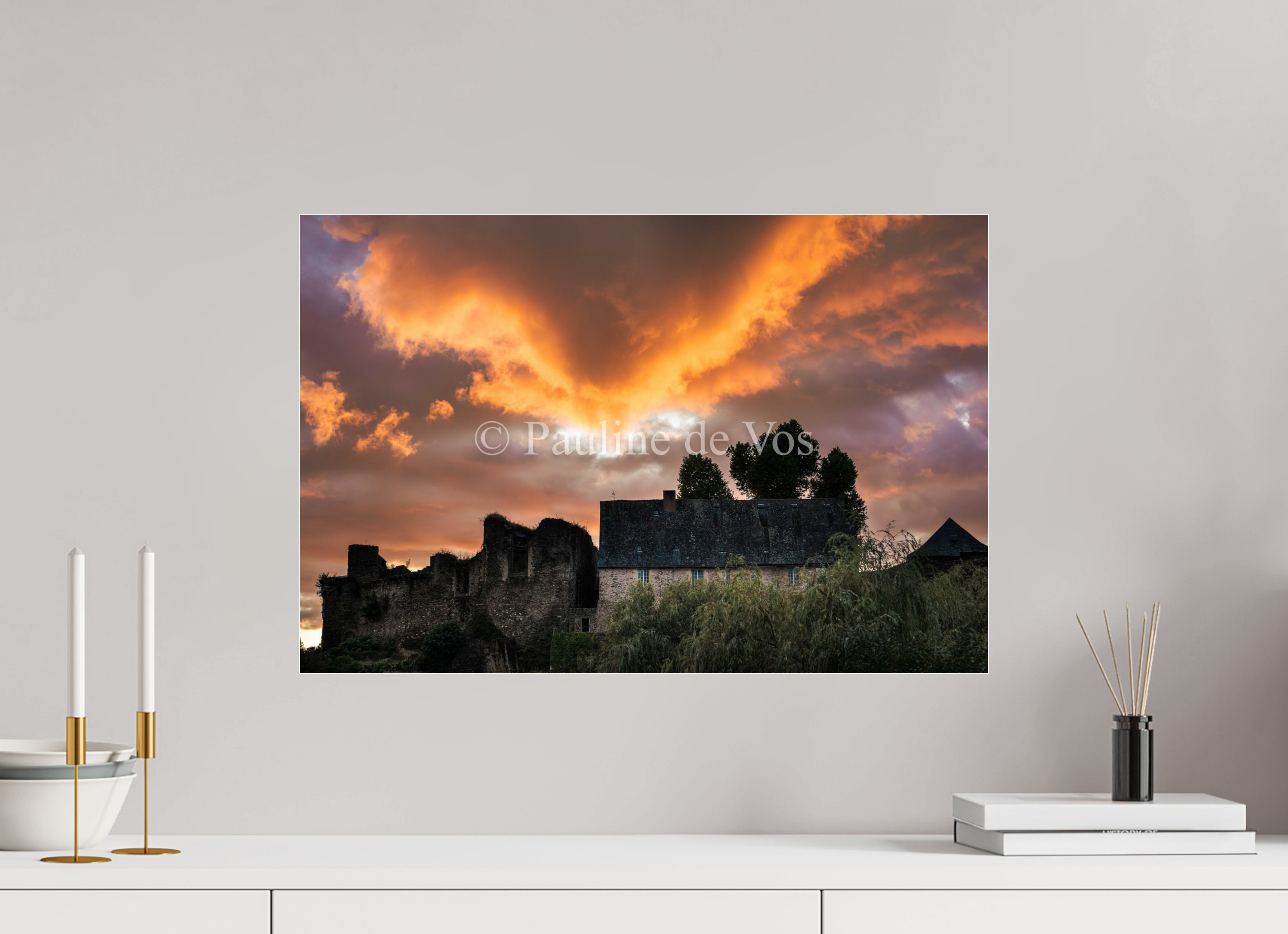 60 x 40 cm, Photo Print Under Acrylic Glass Le coucher du soleil a Ségur le Château
