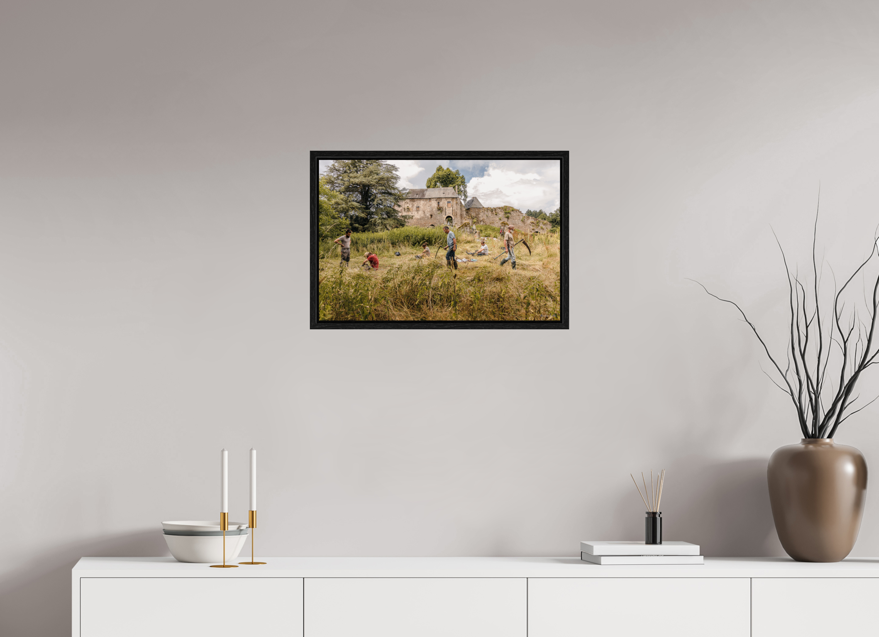 60 x 40 cm, Floater Frame Fauchage à la faux à Ségur le Château