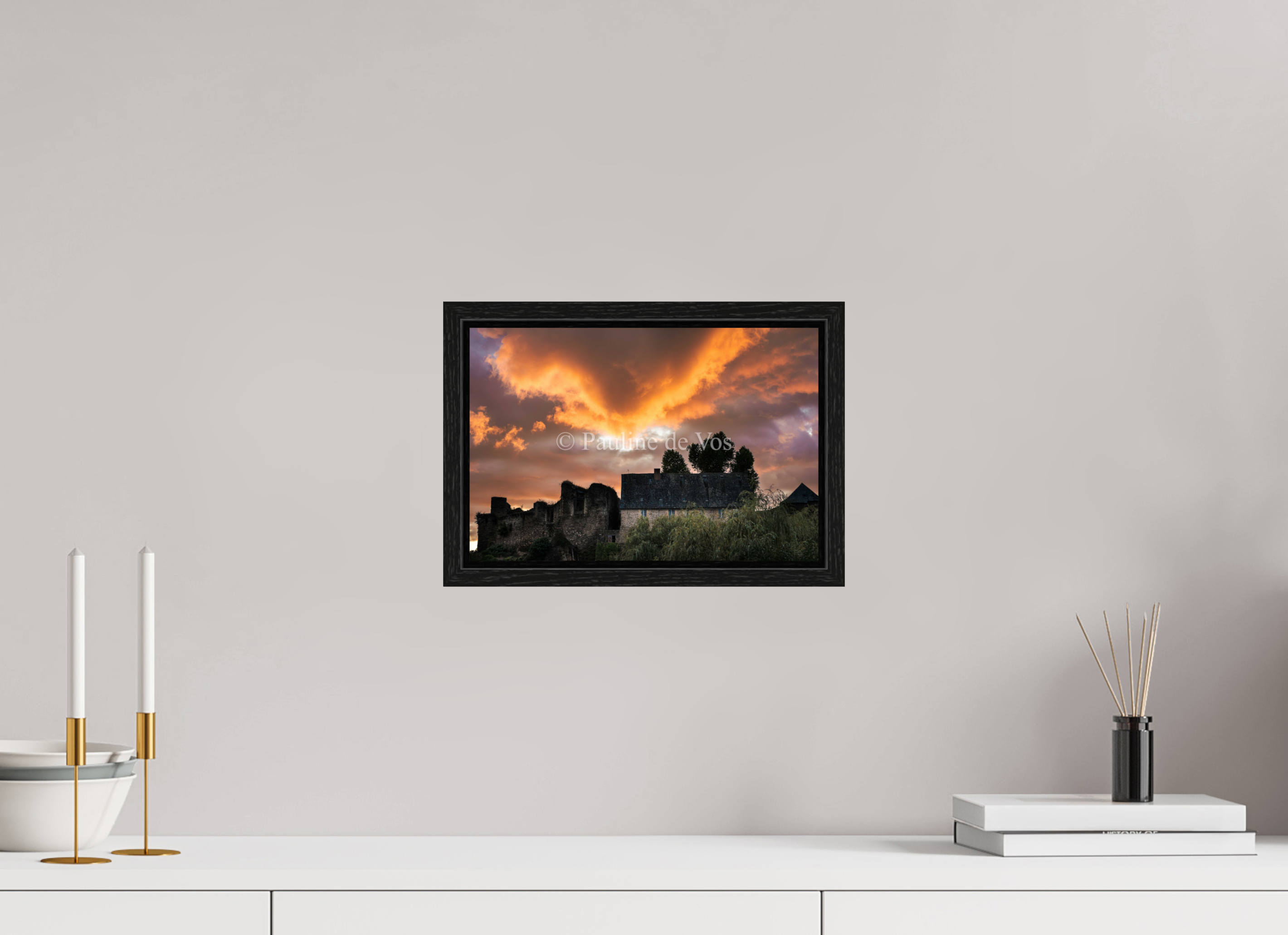 30 x 20 cm, Floater Frame Le coucher du soleil a Ségur le Château