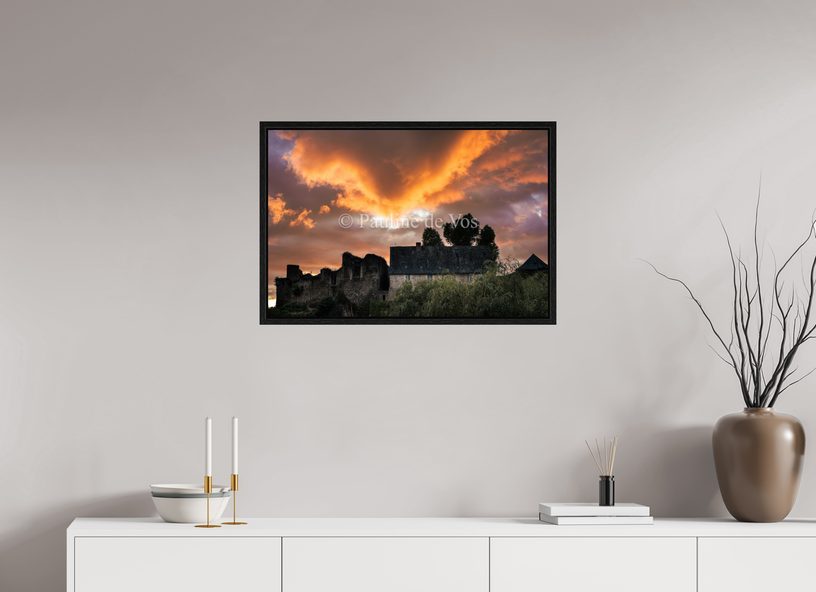 75 x 50 cm, Floater Frame Le coucher du soleil a Ségur le Château