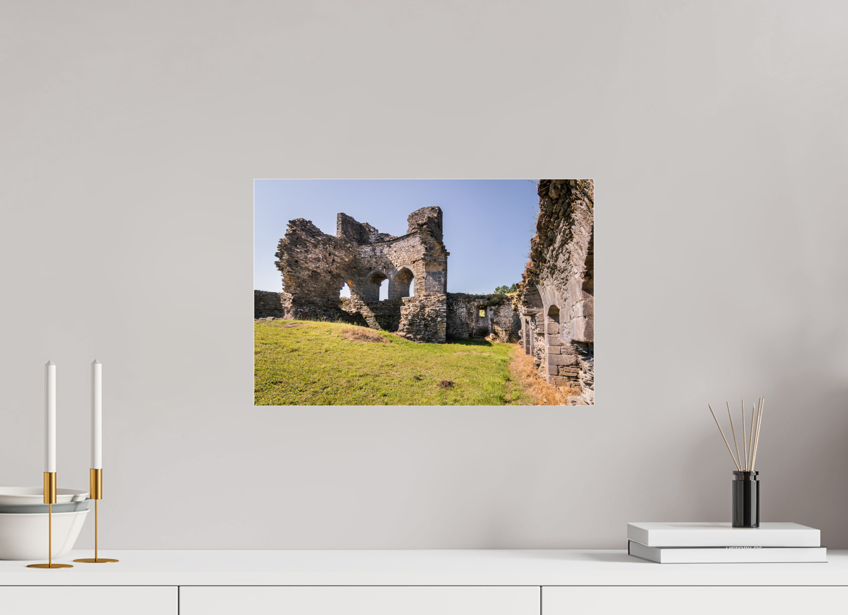 45 x 30 cm, Photo Print Under Acrylic Glass La ruïne du Château de Ségur