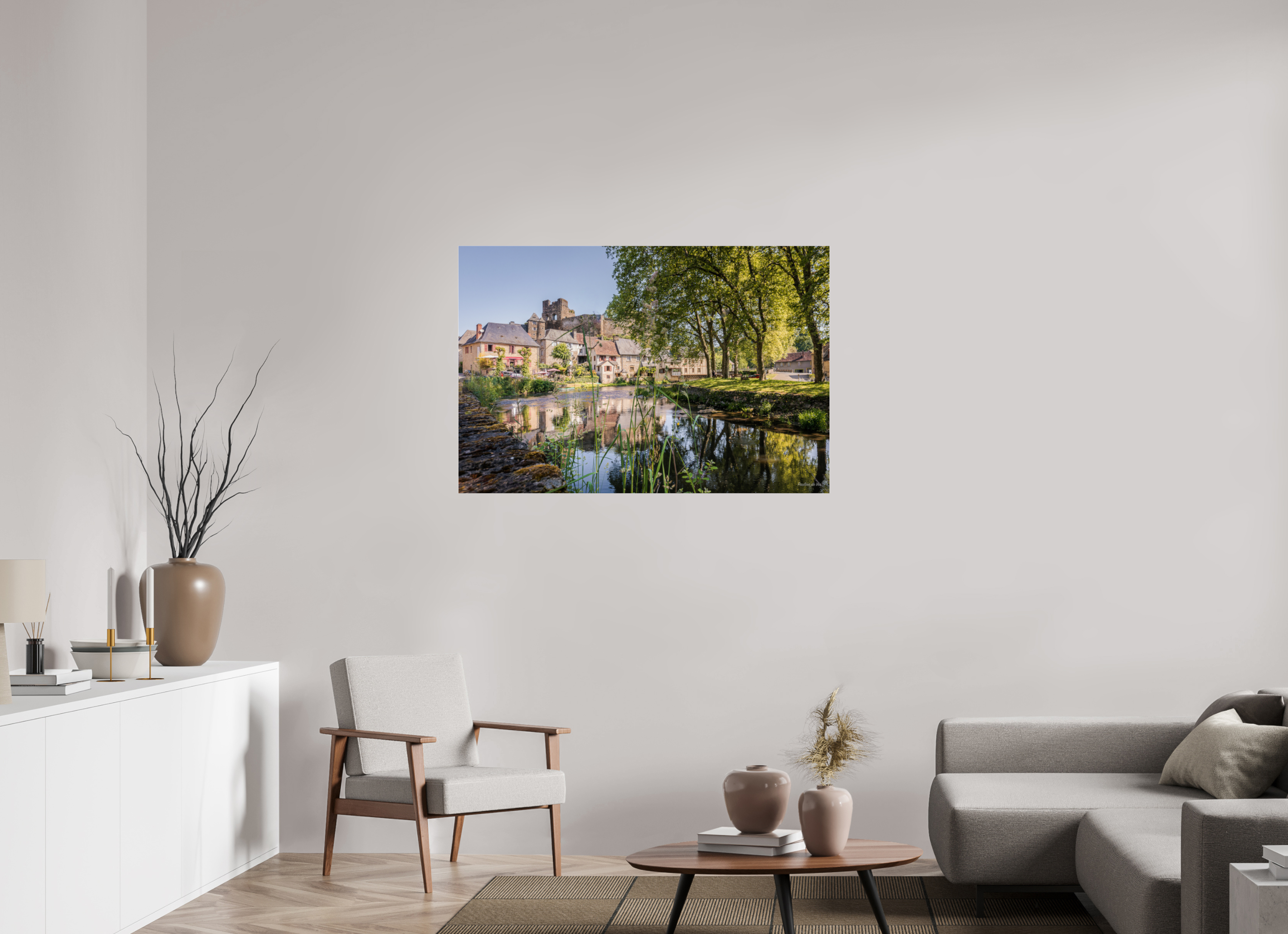 120 x 80 cm, Photo Print Under Acrylic Glass Ségur le Château au lever du soleil