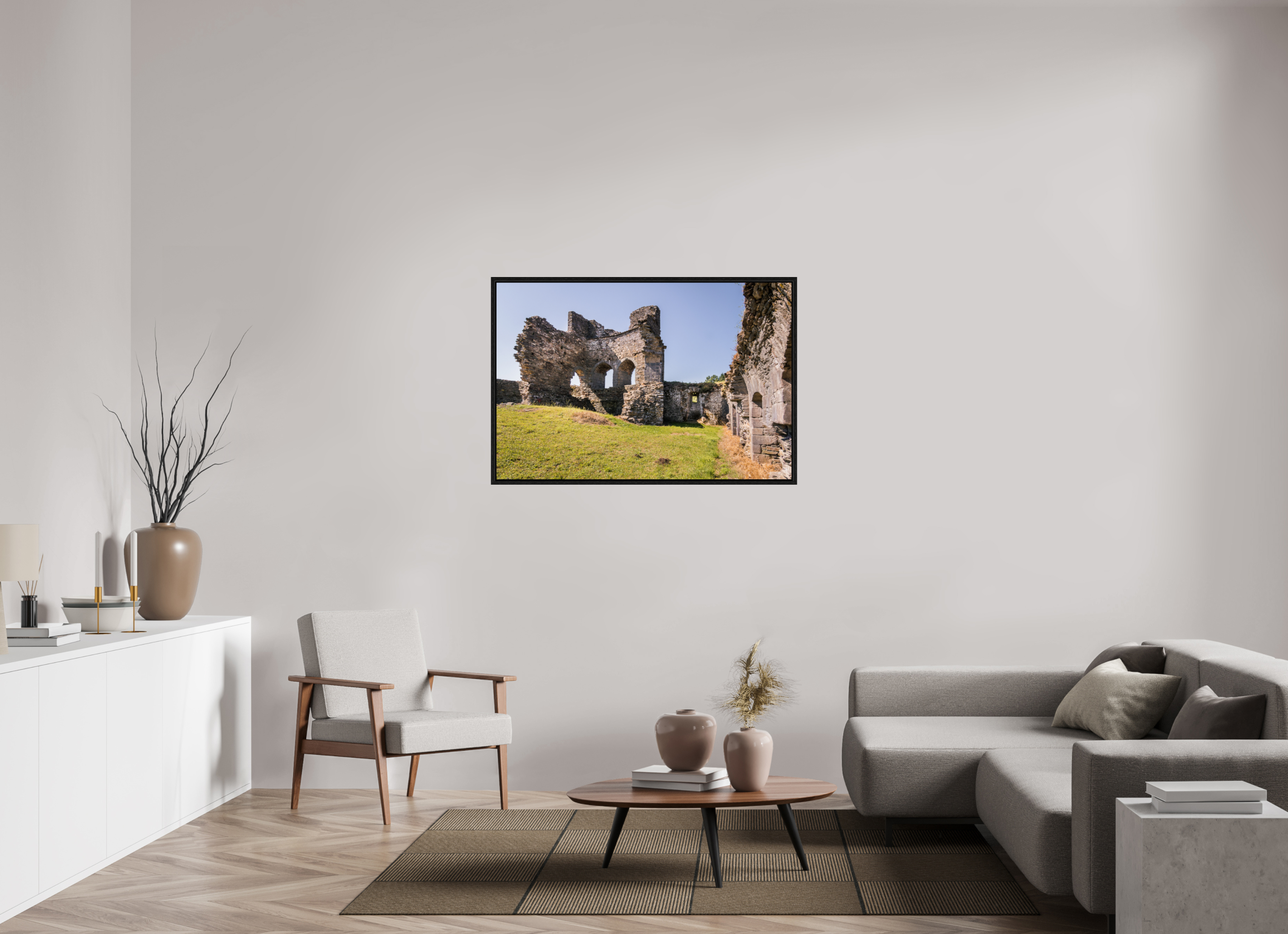 120 x 80 cm, Floater Frame La ruïne du Château de Ségur