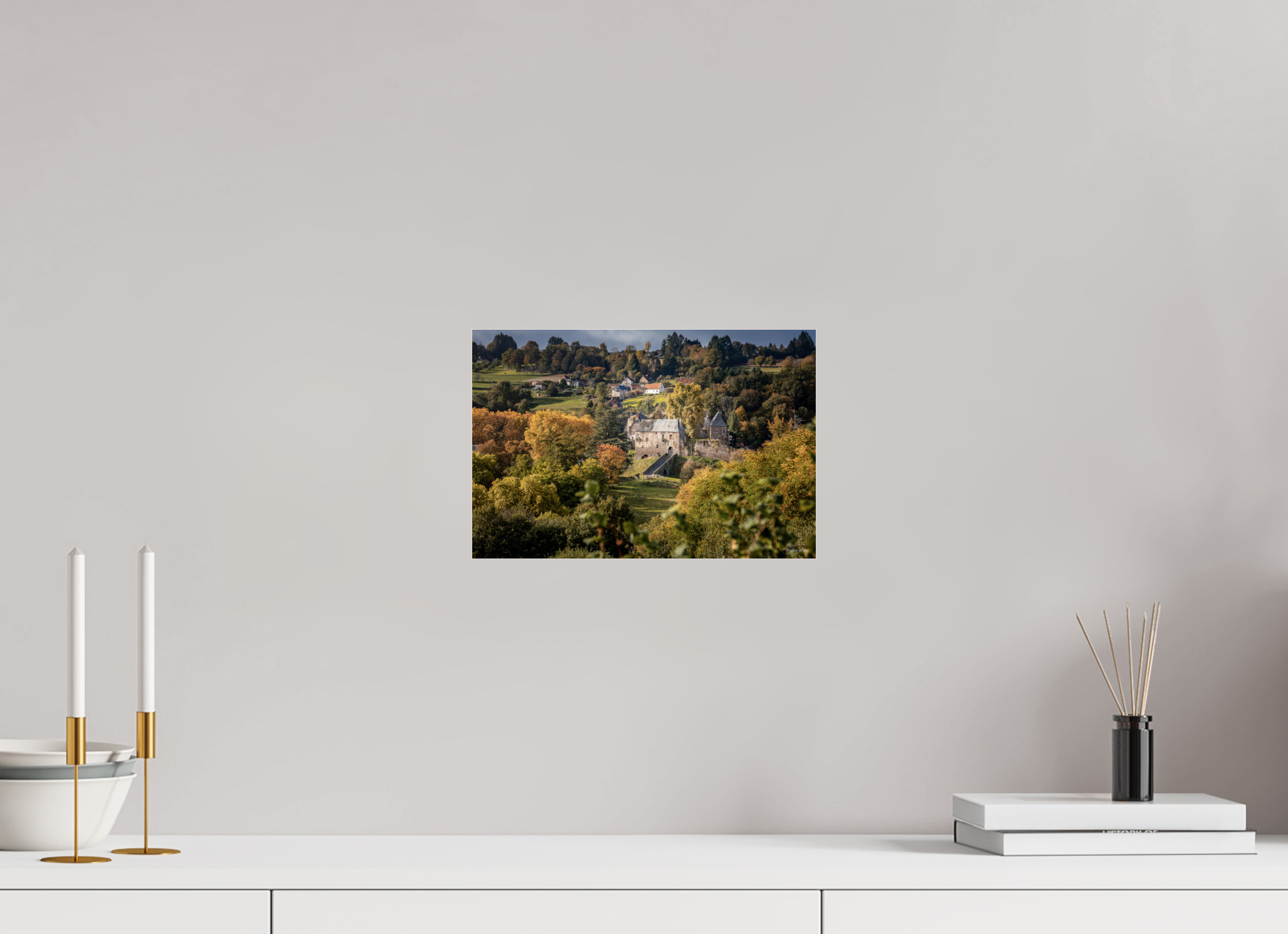 30 x 20 cm, Photo Print Under Acrylic Glass Vue sur Ségur le Château