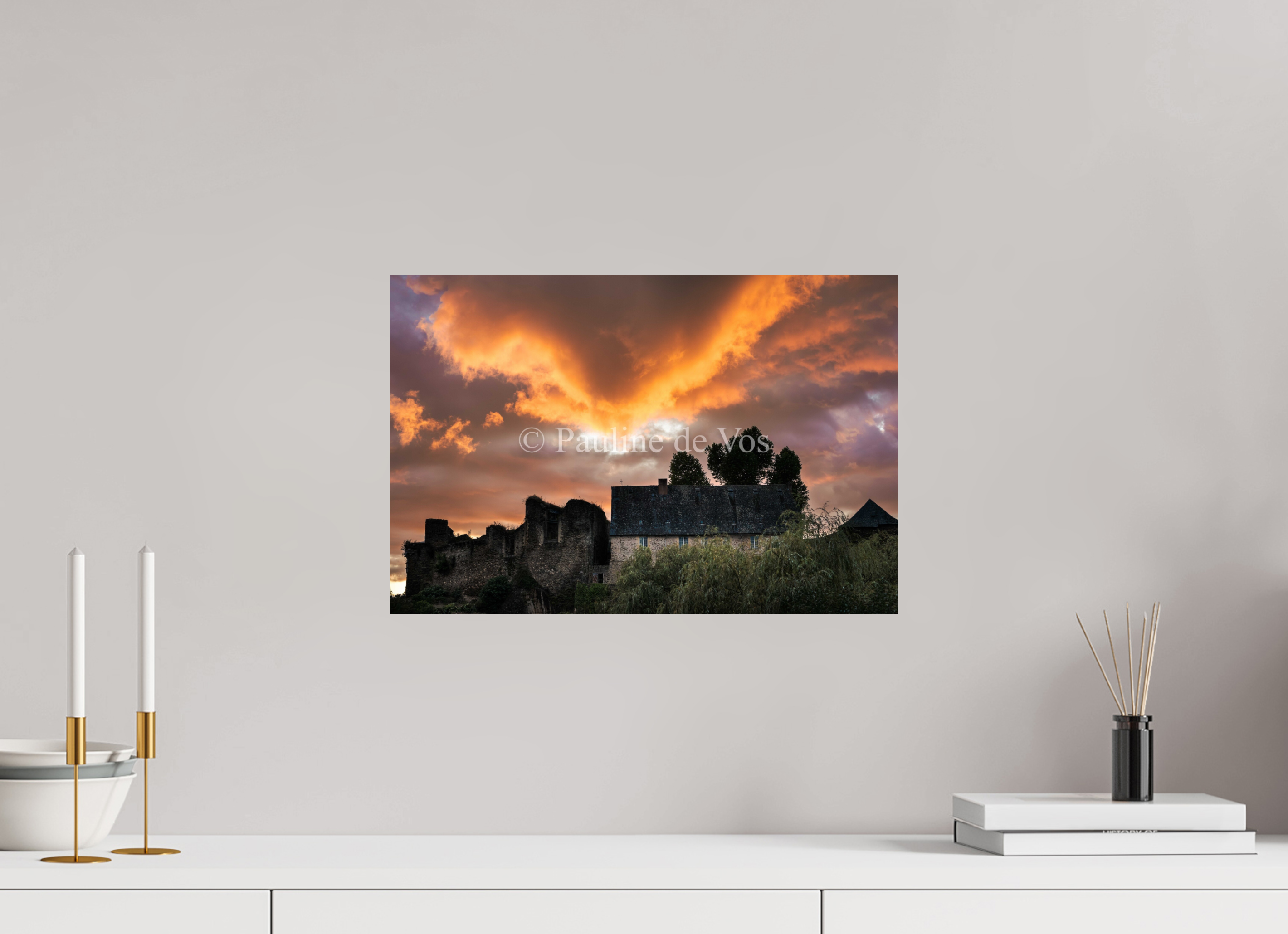 45 x 30 cm, Photo Print On Fuji Crystal DP II Le coucher du soleil a Ségur le Château