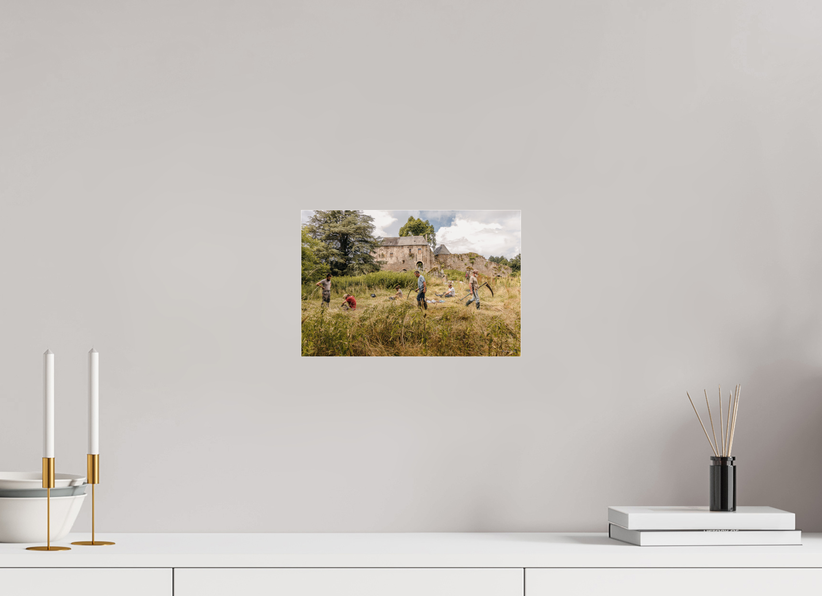 30 x 20 cm, Photo Print Under Acrylic Glass Fauchage à la faux à Ségur le Château